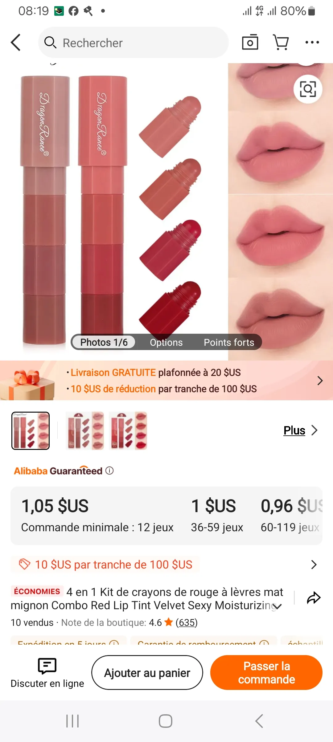 4 en 1 Kit de crayons de rouge à lèvres mat mignon Combo Red Lip Tint Velvet