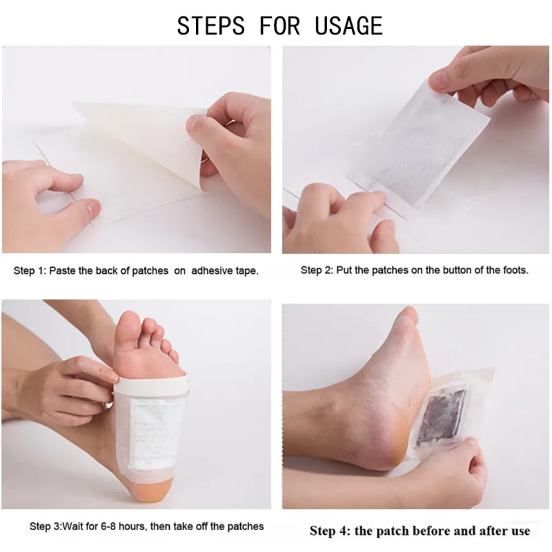 10 Pièces/boîte Gingembre Bambou Detox Pied Patchs Désintoxication