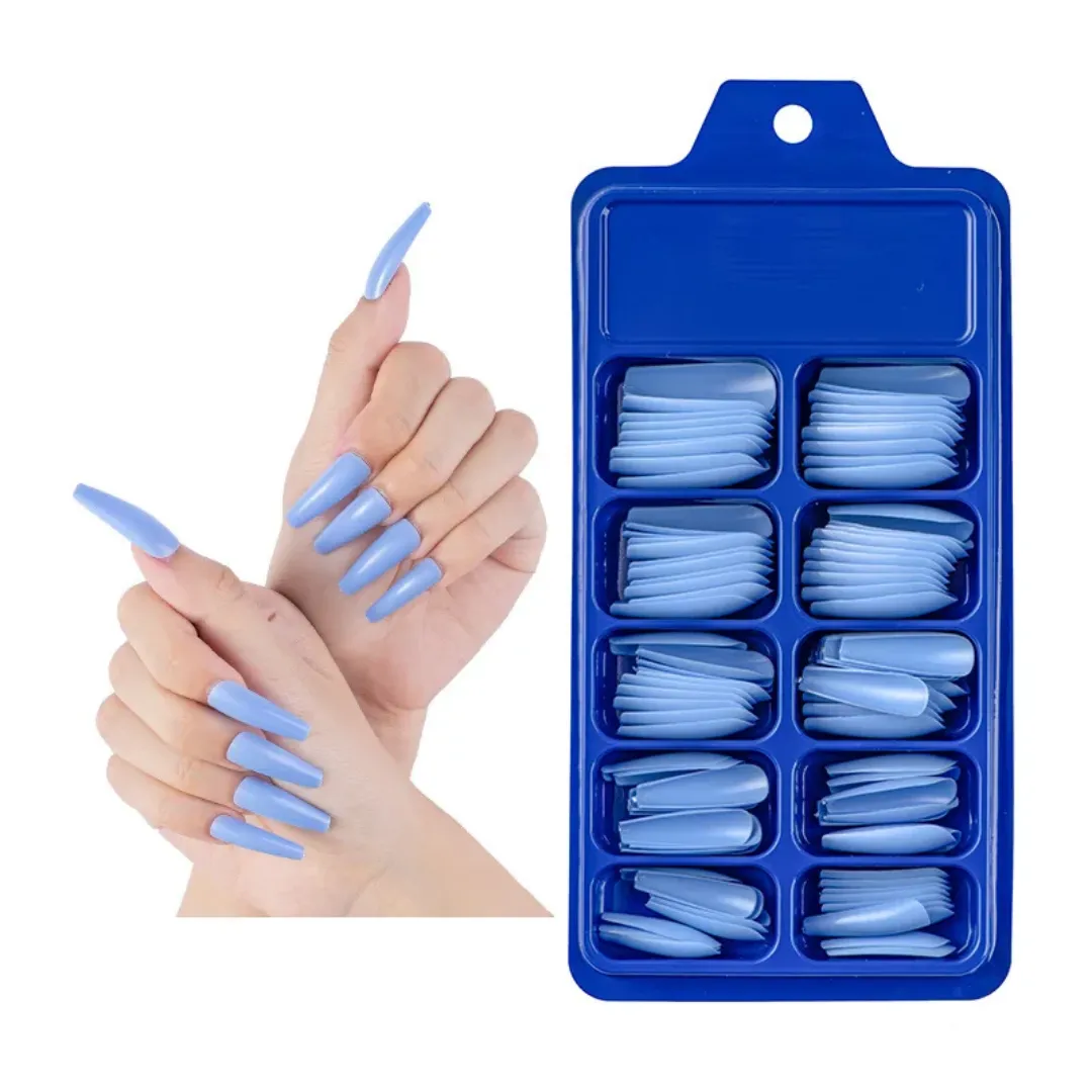 100 Pièces Faux Ongles Couleur Unie Mat Acrylique Ballerine