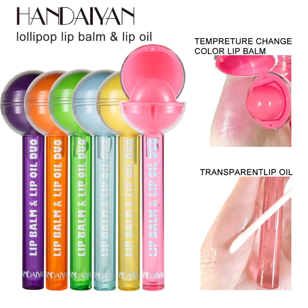 Double Usage Lollipop Lip Balm Color Changing Moisturizing Lipstick