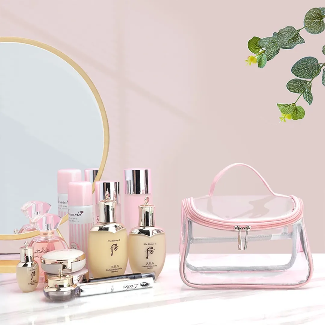 OEM personnalisé portable de voyage PVC cosmétique sac clair grande capacité de stockage trousse de toilette trousse de maquillage