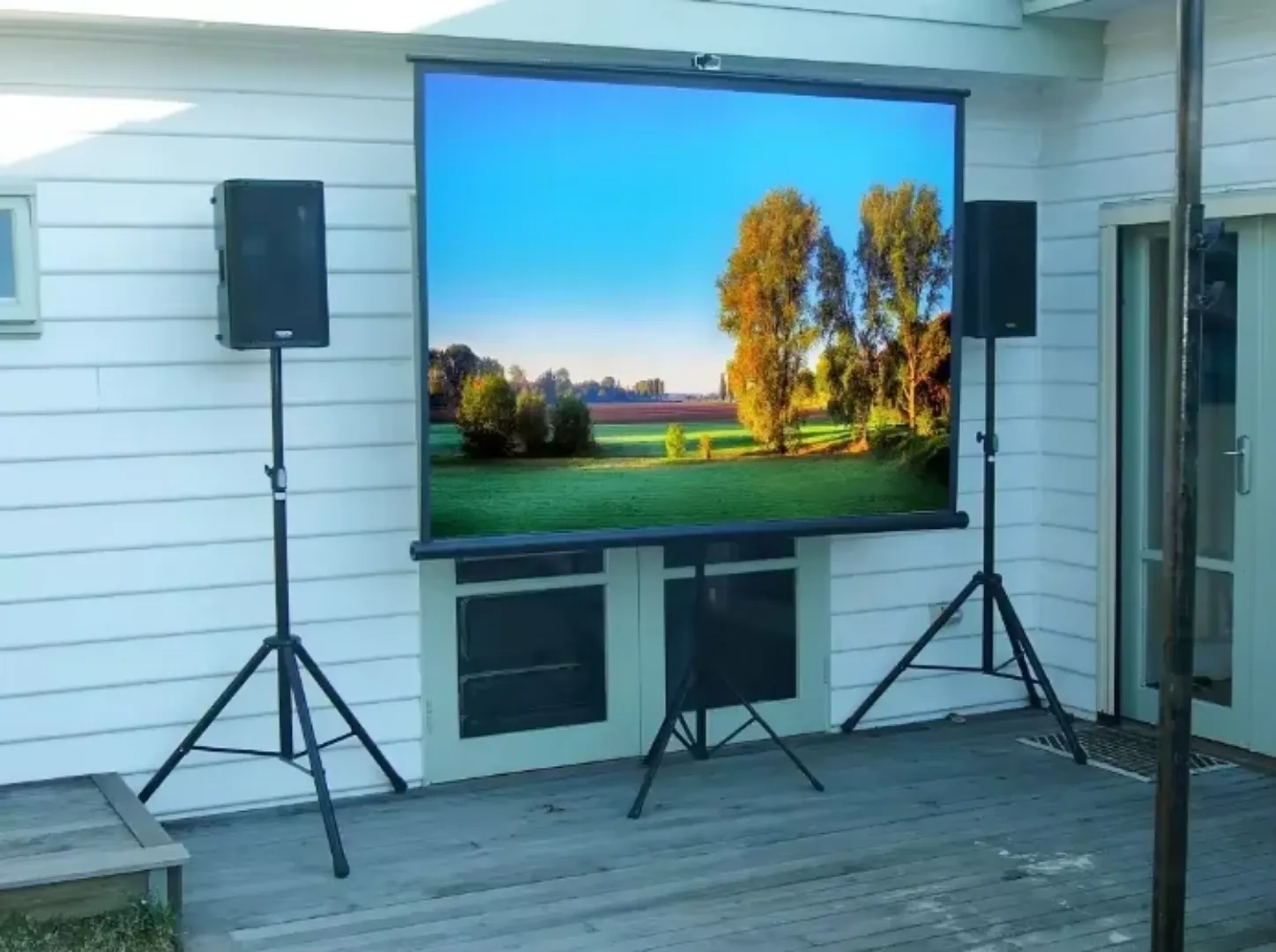 Écran de projecteur de trépied 72 pouces - Tissu blanc mat avec support