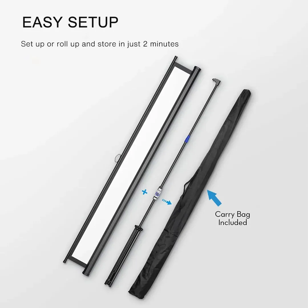 Écran de projecteur de trépied 72 pouces - Tissu blanc mat avec support