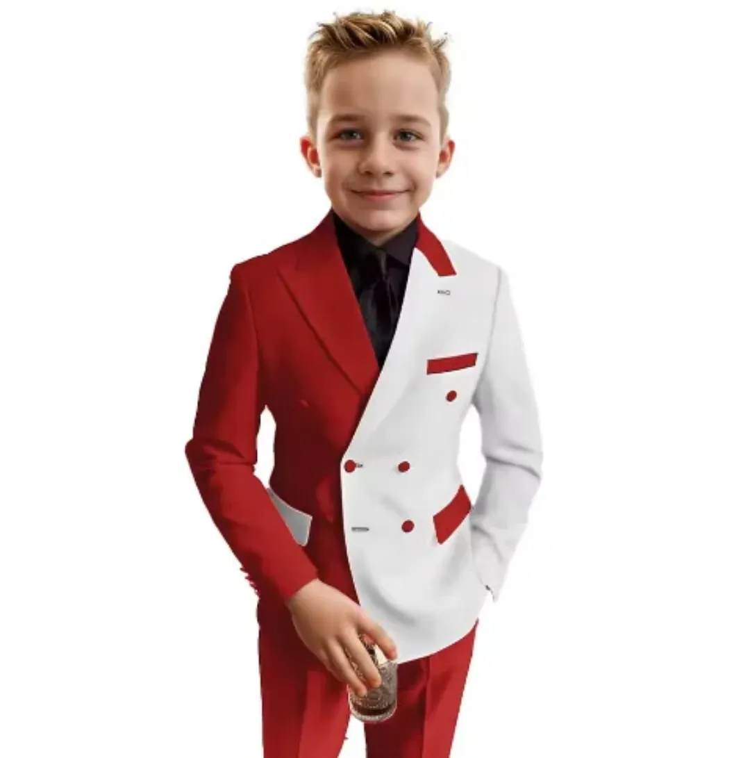 Costume Formel Blanc Bleu Royal Pour Garçons Ensemble De 2 Pièces Pour Enfants De 3 À 16 Ans