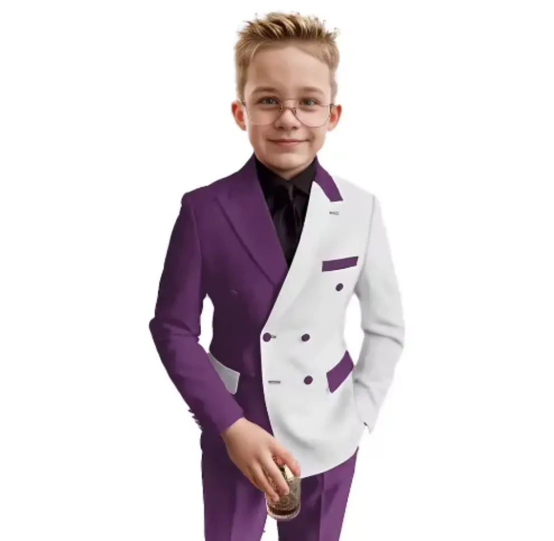 Costume Formel Blanc Bleu Royal Pour Garçons Ensemble De 2 Pièces Pour Enfants De 3 À 16 Ans