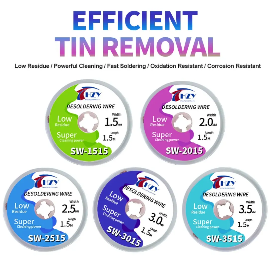 HZY 1.5-3.5mm Maille à Dessouder Tresse Ruban Cuivre pour Soudure