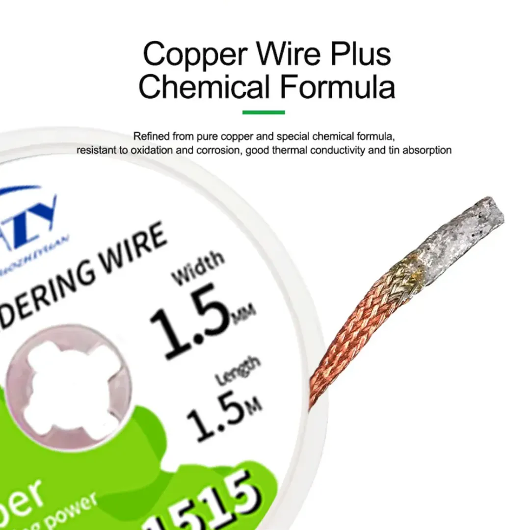 HZY 1.5-3.5mm Maille à Dessouder Tresse Ruban Cuivre pour Soudure