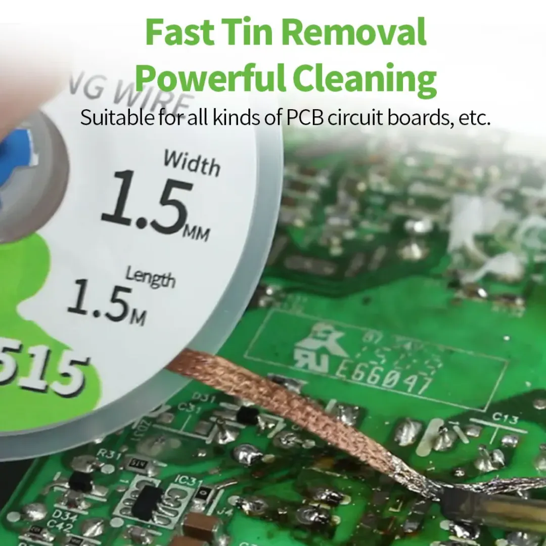 HZY 1.5-3.5mm Maille à Dessouder Tresse Ruban Cuivre pour Soudure