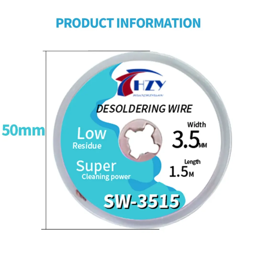 HZY 1.5-3.5mm Maille à Dessouder Tresse Ruban Cuivre pour Soudure