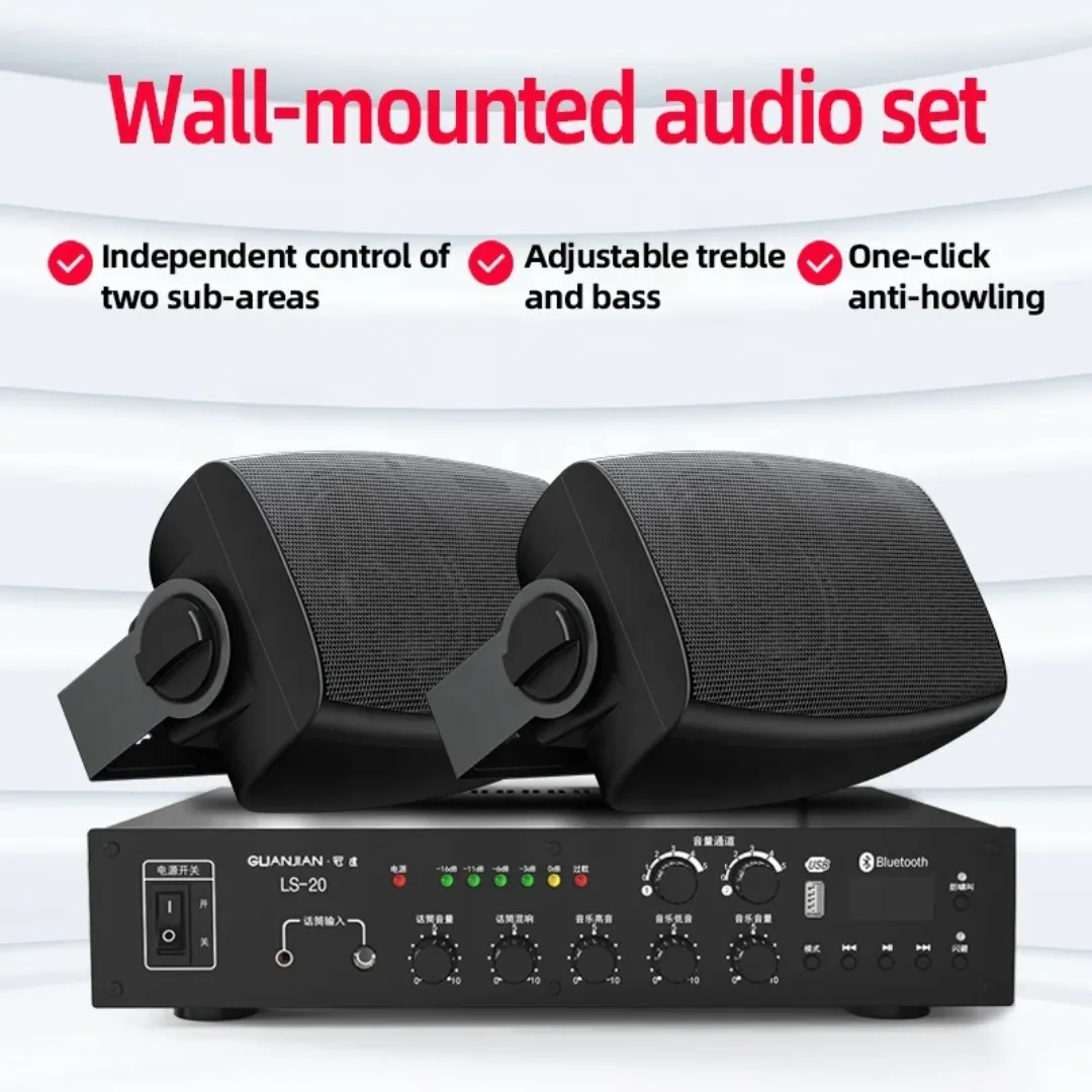 Amplificateur de puissance audio mural à deux zones pour ensemble de haut-parleurs Bluetooth à usage commercial