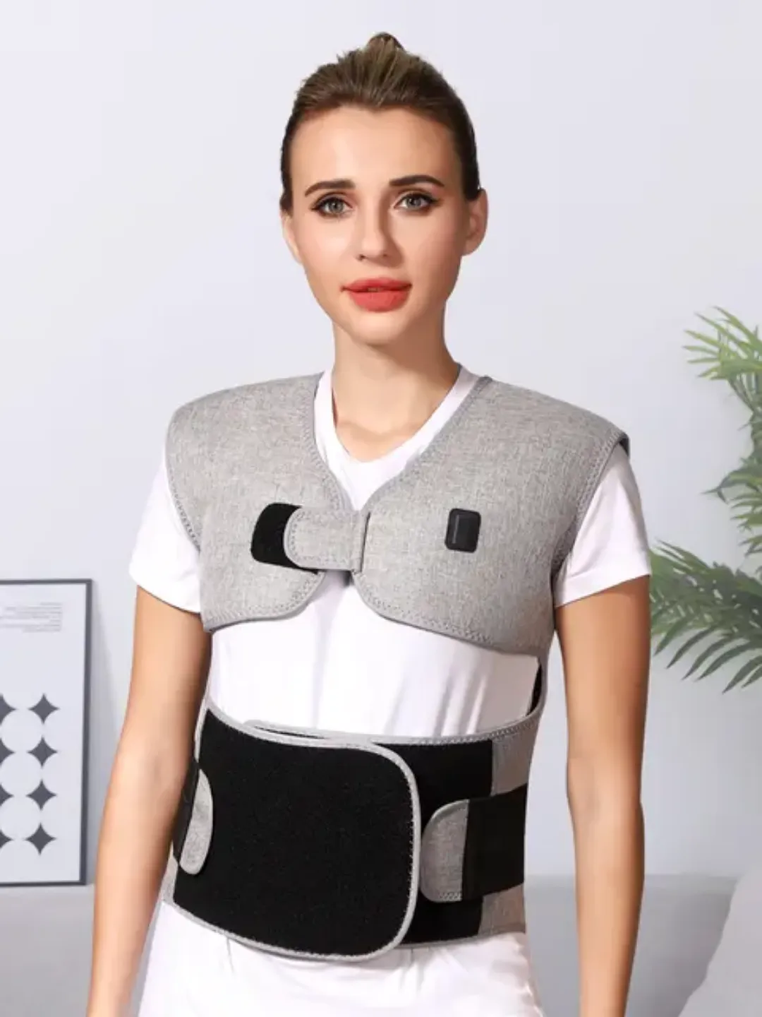 Gilet de massage chauffant à la lumière rouge pour le soulagement des maux de dos alimenté par USB avec fonction musicale