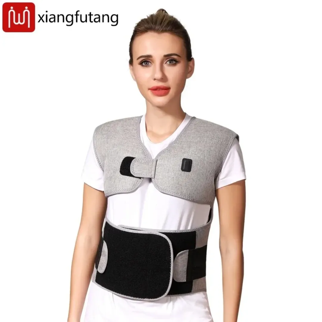 Gilet de massage chauffant à la lumière rouge pour le soulagement des maux de dos alimenté par USB avec fonction musicale