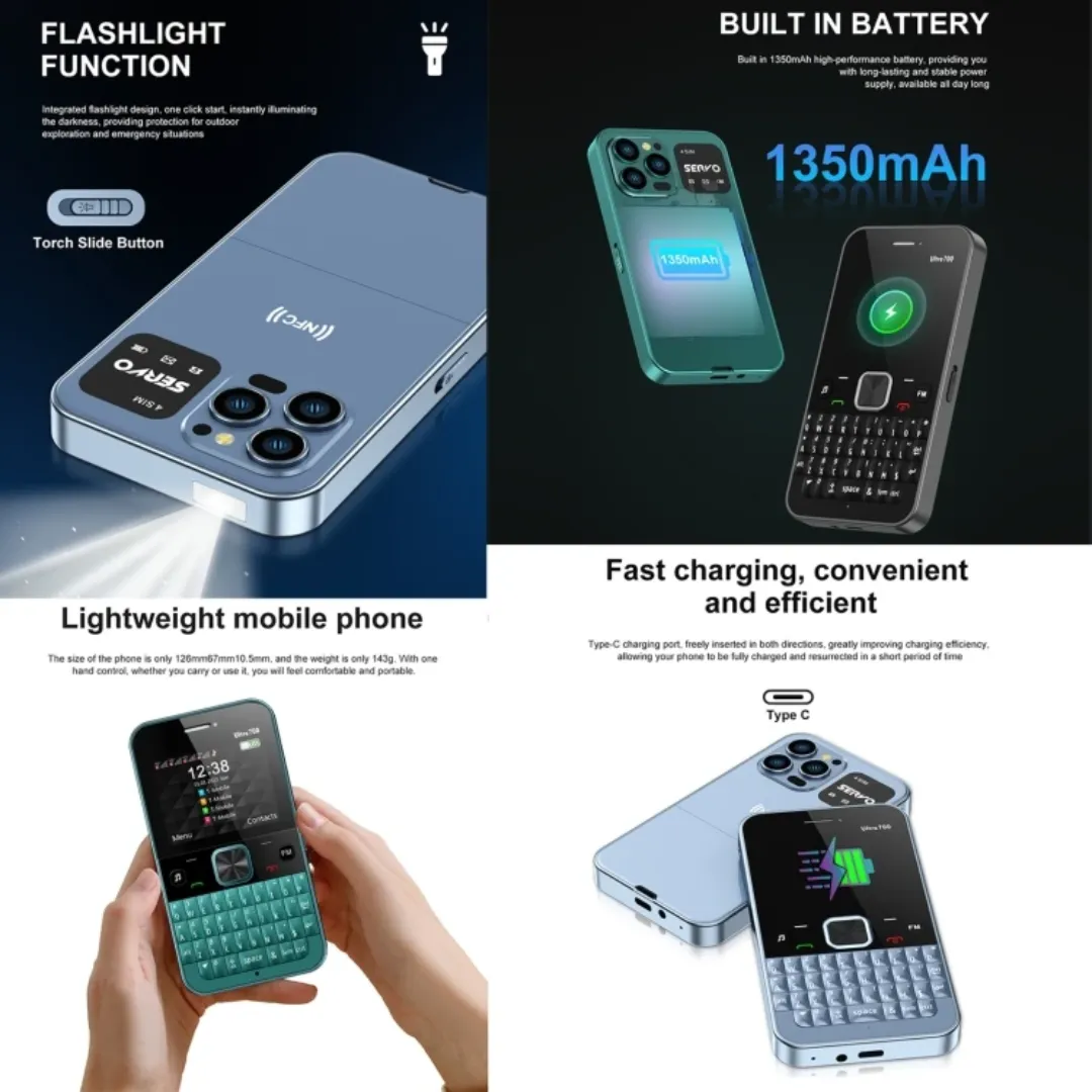 SERVO U700 2.4 Pouces Téléphone à Fonctions Quad SIM GSM