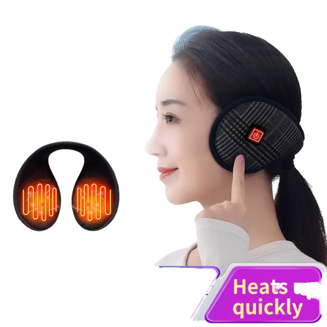 Cache-oreilles chauffants XFT 3 niveaux de chauffage Chauffage en céramique Noir Doublure polaire chaude Pliable