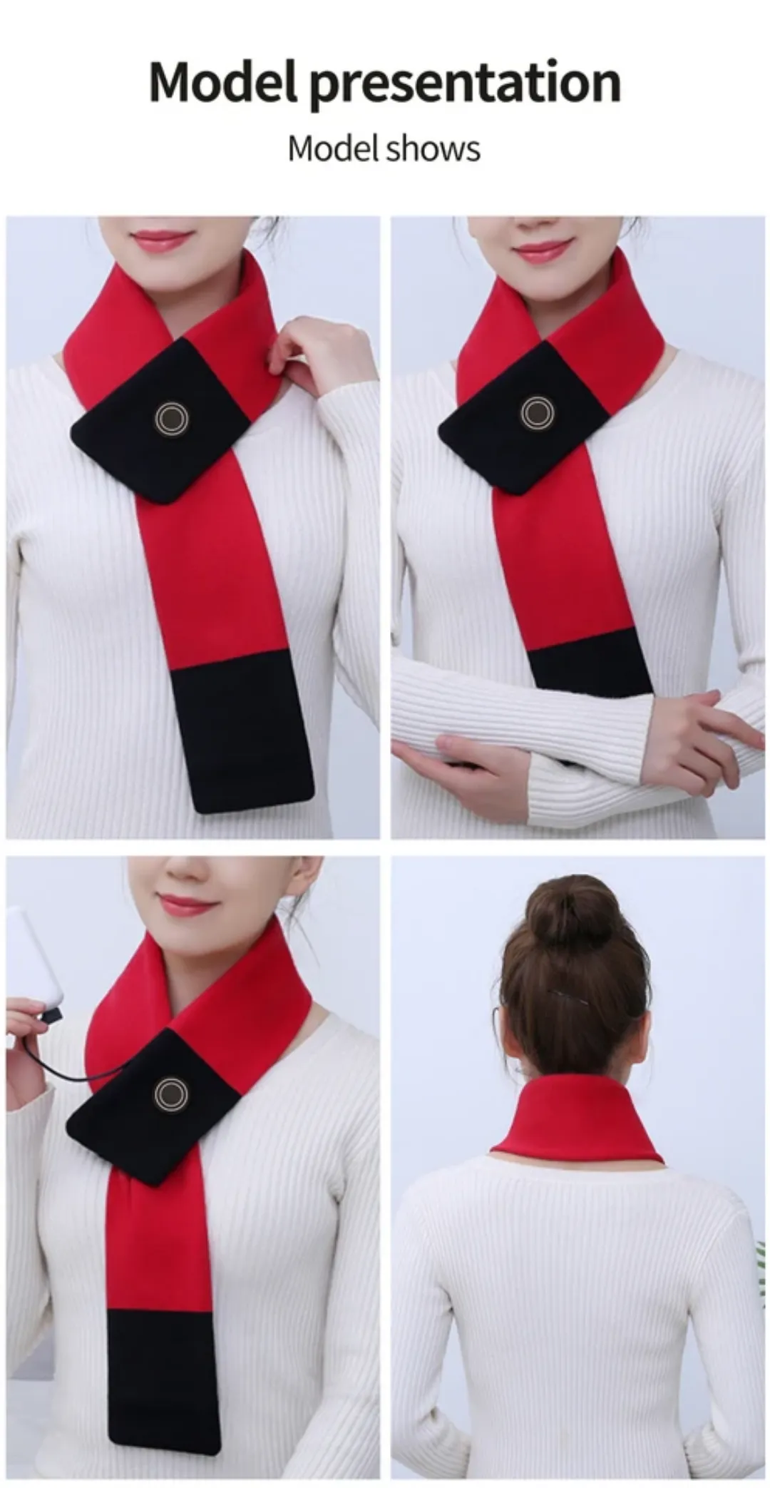 Écharpe Chauffante Pour Femmes Et Hommes, Température À 3 Niveaux, Enveloppe En Polaire Lavable, Chauffe-cou Électrique 15W