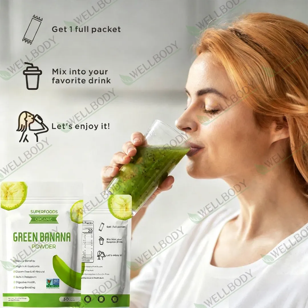 WELLBODY Farine de Banane Verte 100% Pure - Soutien Immunitaire