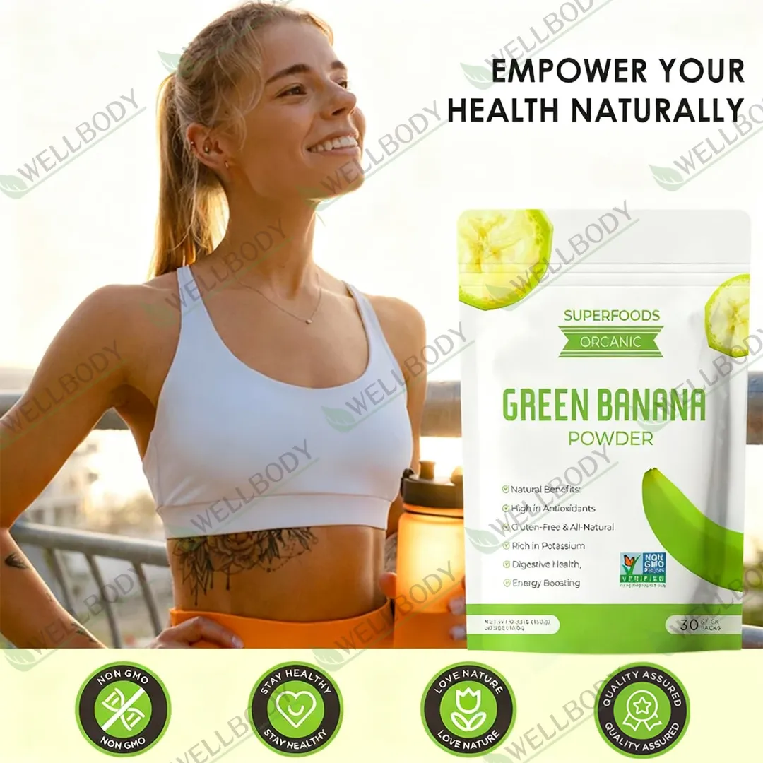 WELLBODY Farine de Banane Verte 100% Pure - Soutien Immunitaire