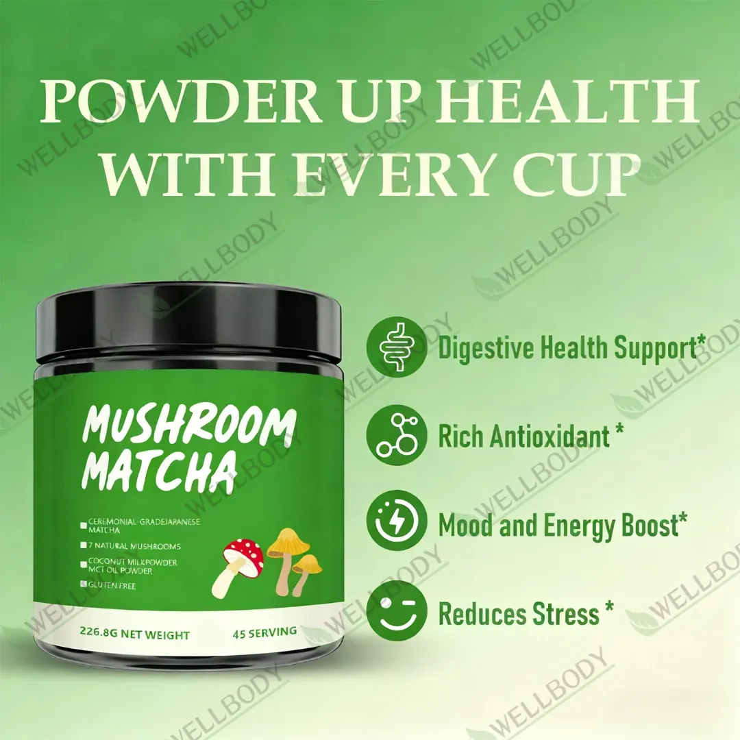Poudre de café au matcha et aux champignons WELLBODY OEM Private Label