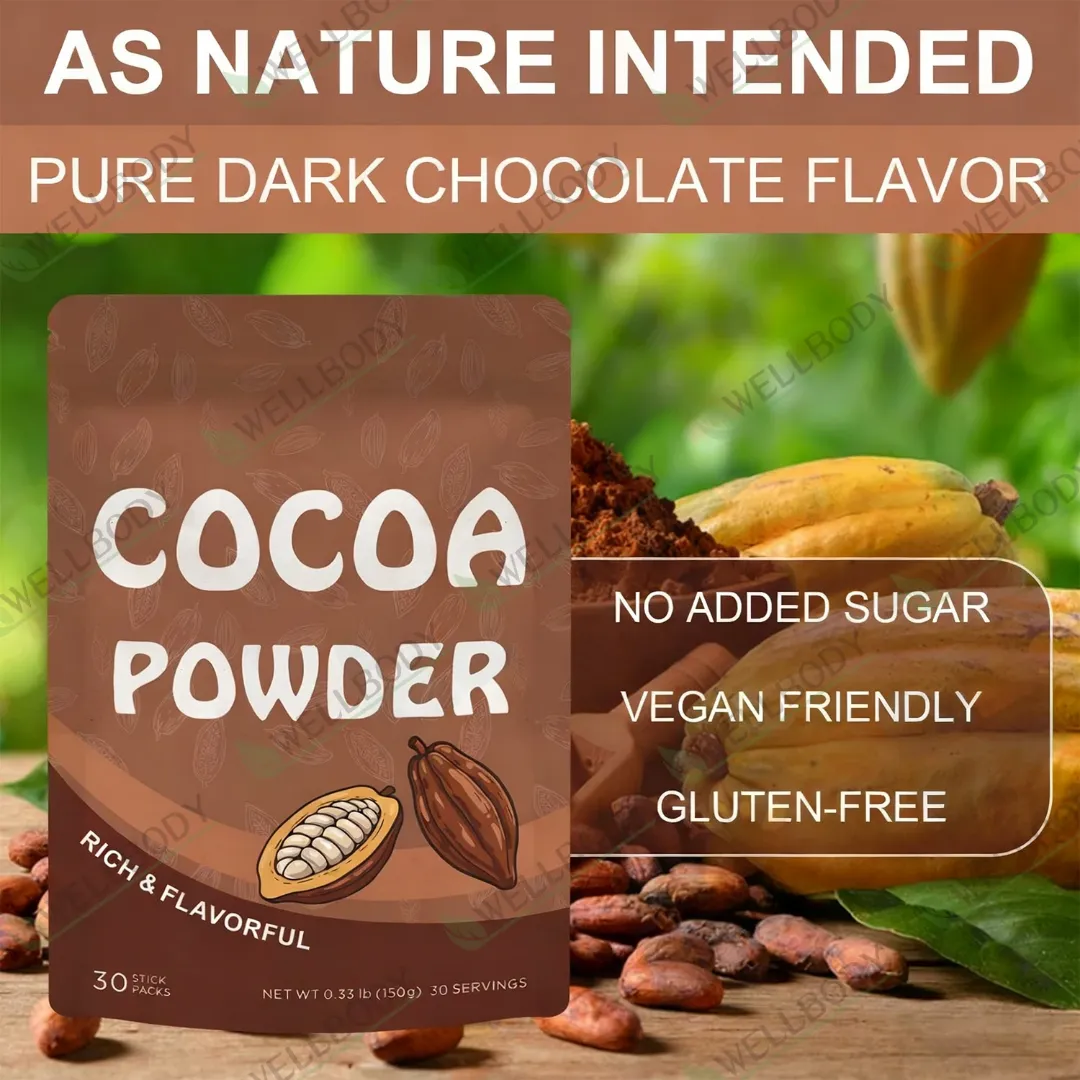 Poudre de cacao brute biologique naturelle non alcalinisée WELLBODY