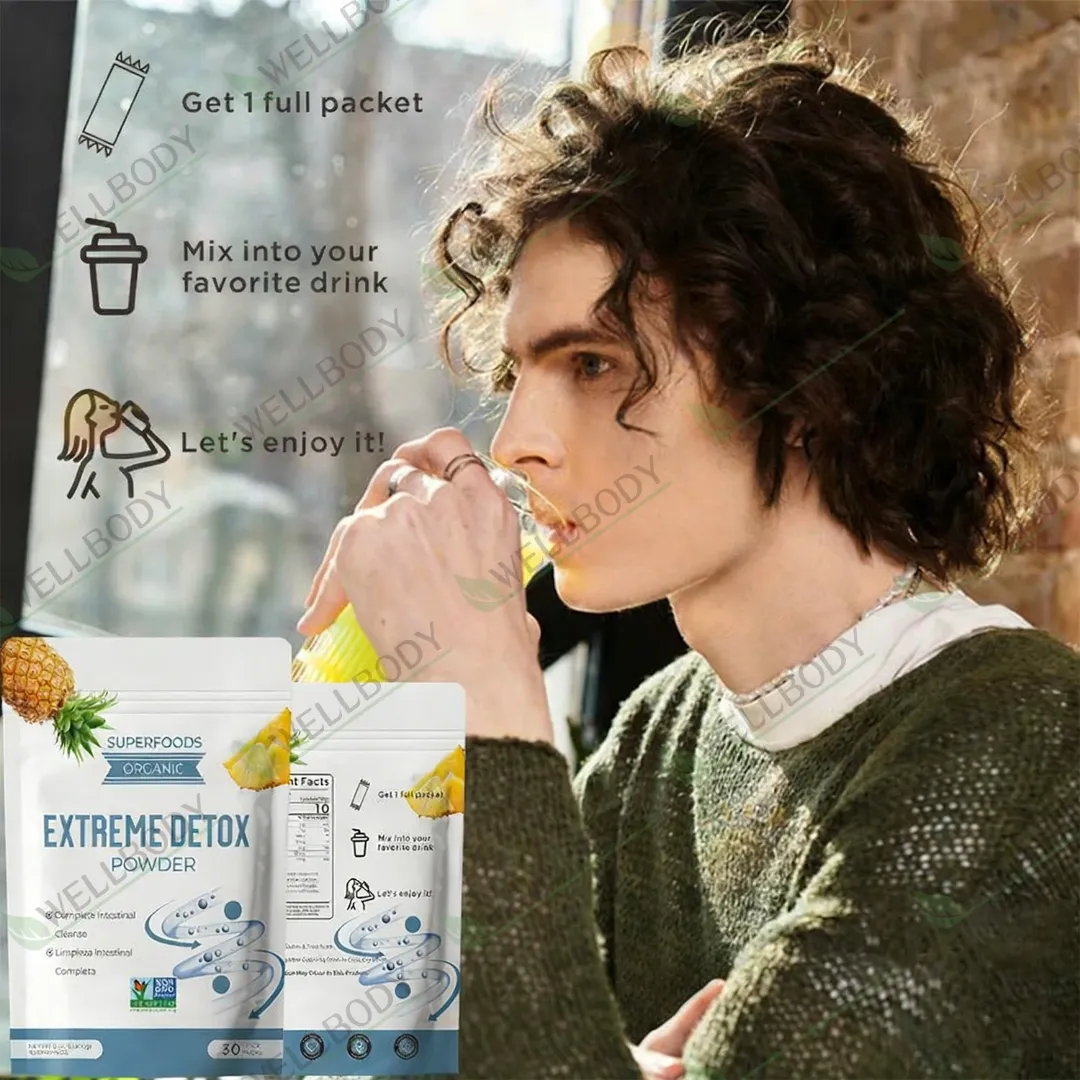 Poudre Détox Instantanée Extrême WELLBODY Saveur Ananas pour la Gestion du Poids