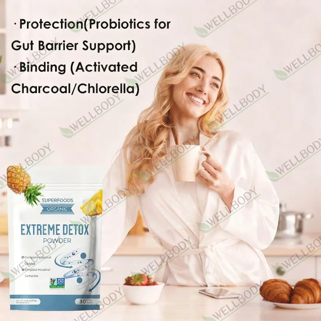 Poudre Détox Instantanée Extrême WELLBODY Saveur Ananas pour la Gestion du Poids