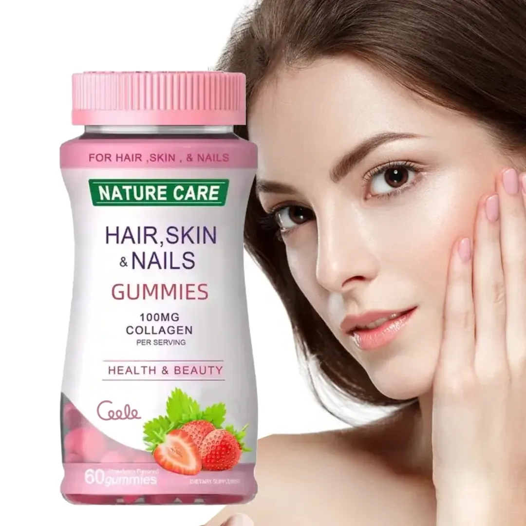 Collagène Multivitaminé Personnalisé Saveur Fraise - Gommes pour Cheveux, Peau et Ongles