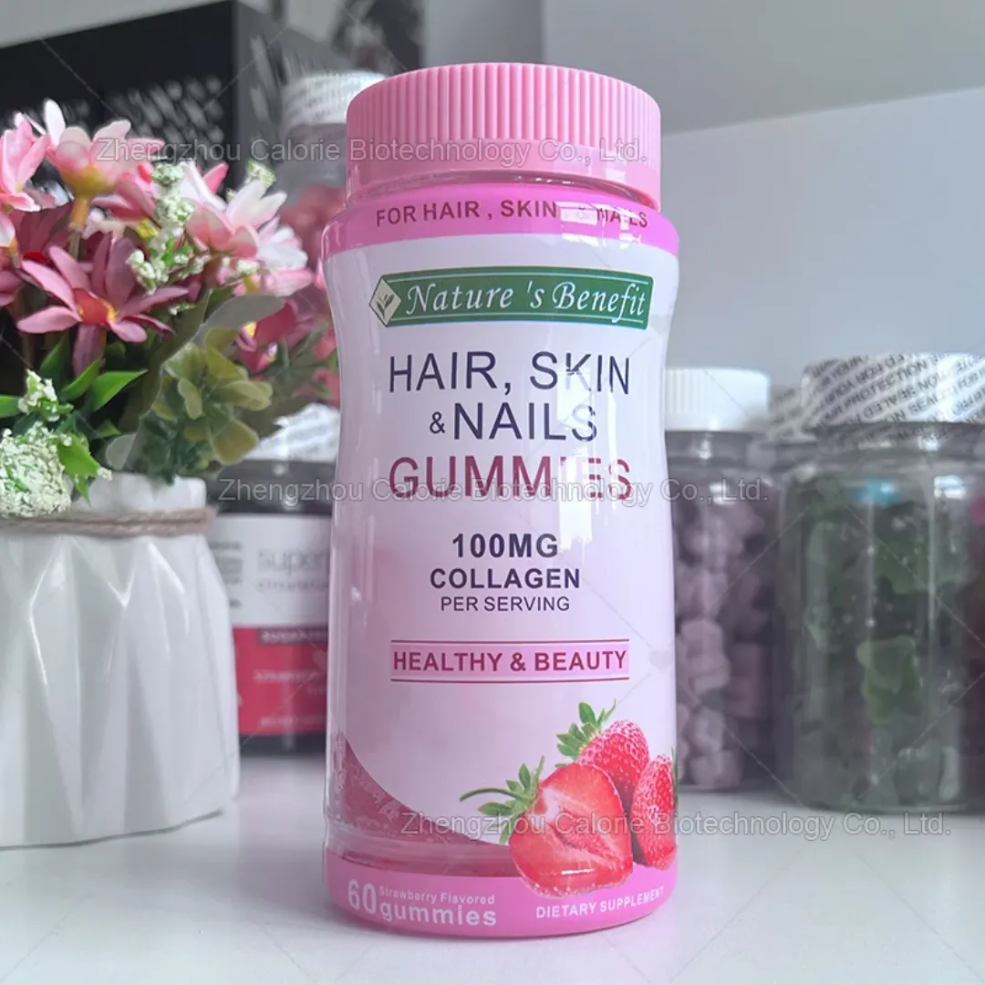 Collagène Multivitaminé Personnalisé Saveur Fraise - Gommes pour Cheveux, Peau et Ongles