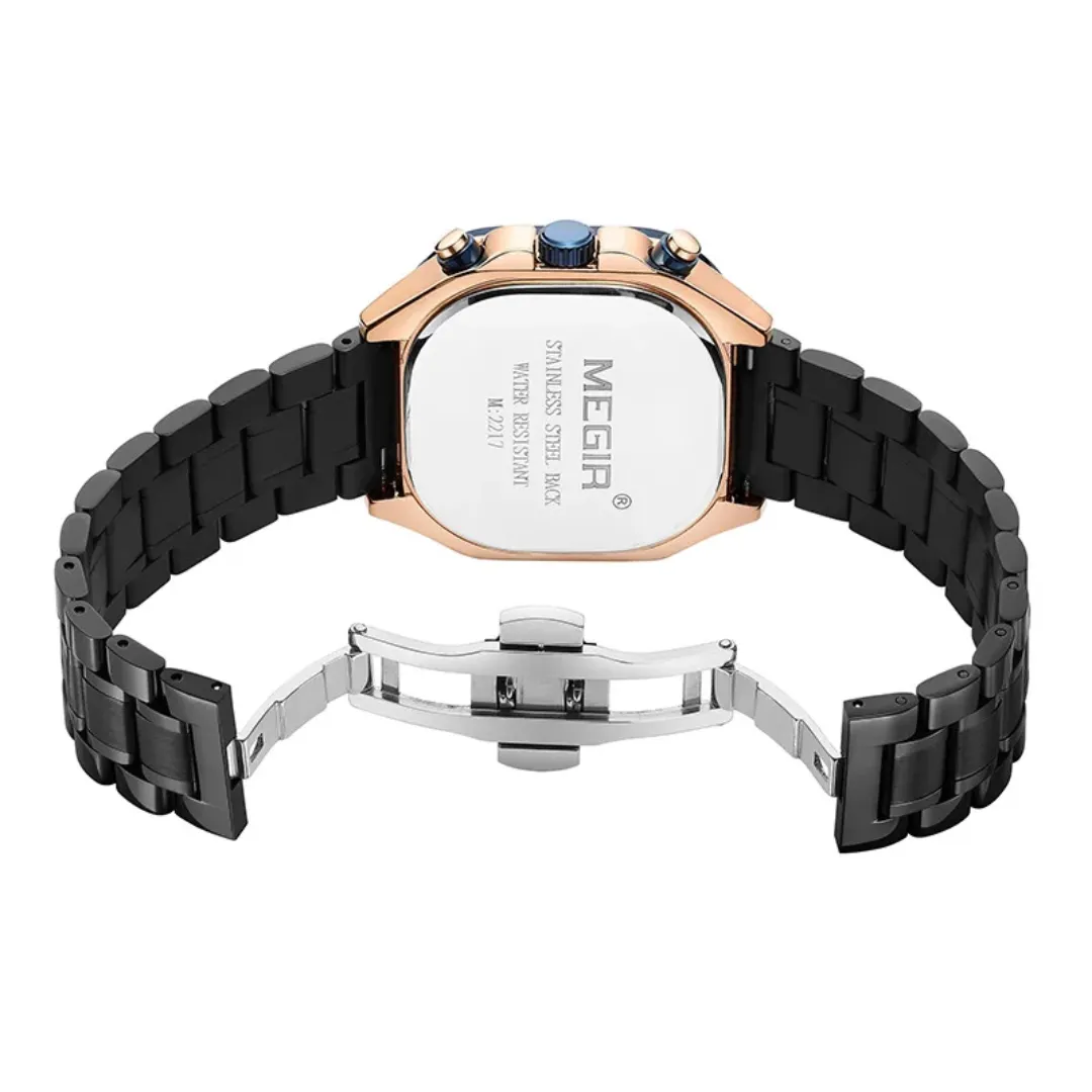 MEGIR 2217 Montre de Luxe pour Hommes - Bracelet Carré Étanche