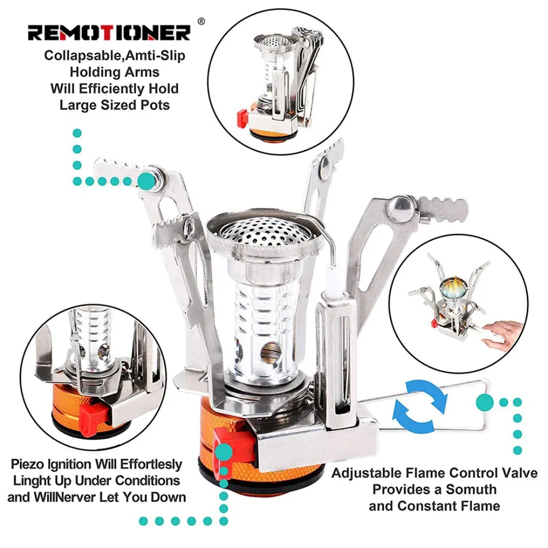Réchaud de Camping Miniature Portable – Brûleur à Gaz Ultraléger pour Randonnée, Pique-Nique et Outdoor