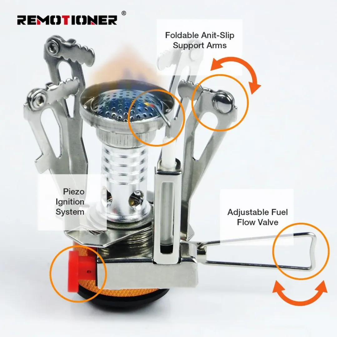 Réchaud de Camping Miniature Portable – Brûleur à Gaz Ultraléger pour Randonnée, Pique-Nique et Outdoor