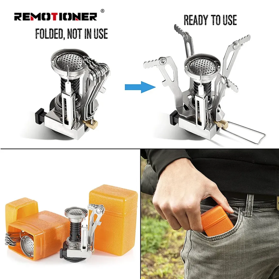 Réchaud de Camping Miniature Portable – Brûleur à Gaz Ultraléger pour Randonnée, Pique-Nique et Outdoor