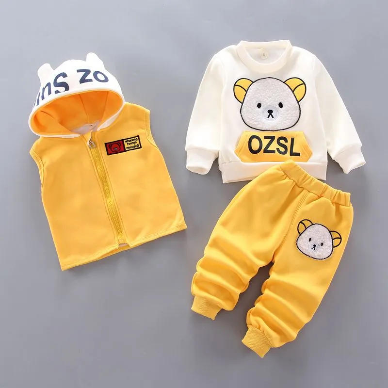 2 à 4 ans Gilet + Pull + Pantalon Enfant Hiver Ensembles Polaire