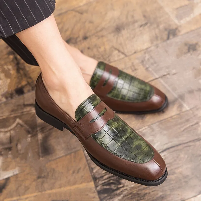 Chaussures Homme Mocassins en Cuir Italiens Richelieus en Cuir de Crocodile et Chaussures de Ville en Daim pour Homme