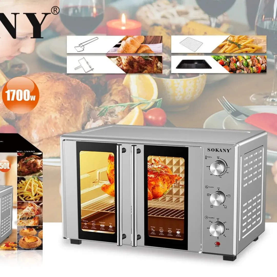 Four à double porte 50L 1700W avec rôtisserie et convection
