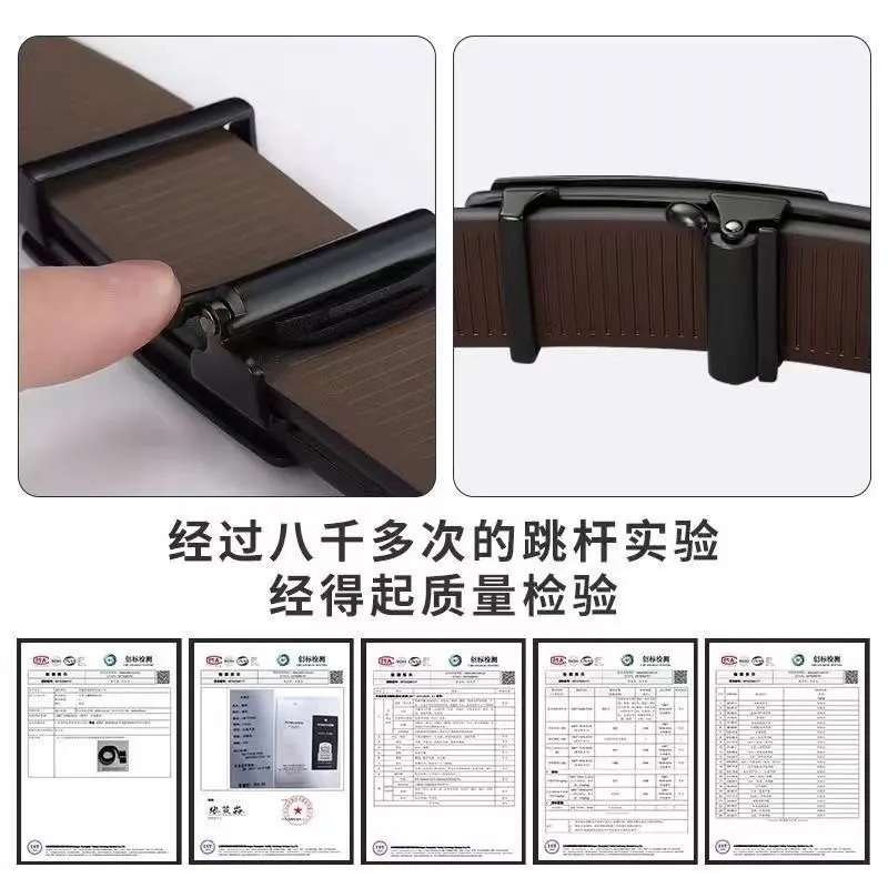 Ceinture homme automatique – Boucle design noire/or, cuir synthétique premium, sans trous