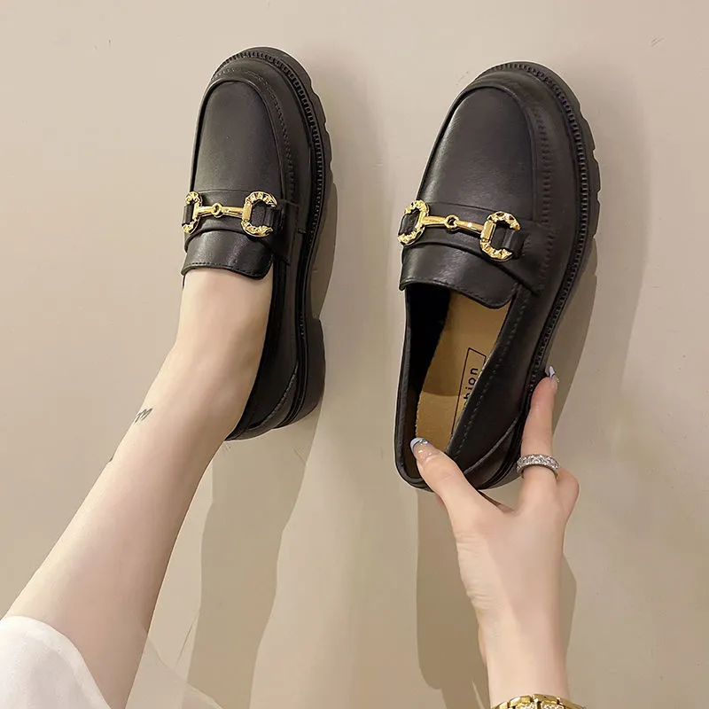 Mocassins femme élégants – Chaussures rétro chic à semelle épaisse, confortables et tendance