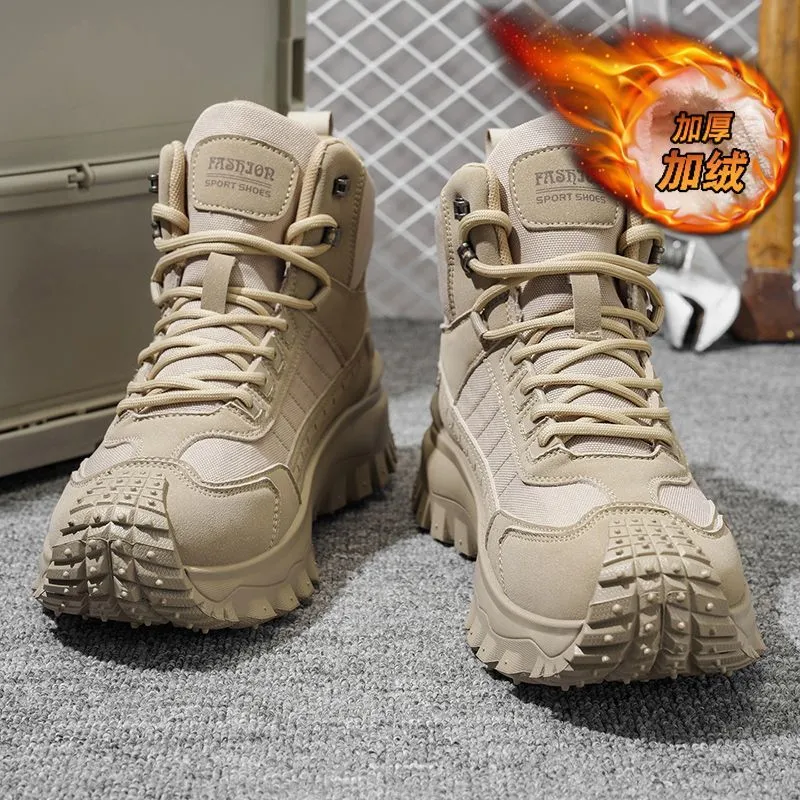 Chaussures de randonnée montantes homme – Bottes outdoor antidérapantes, chaudes et résistantes