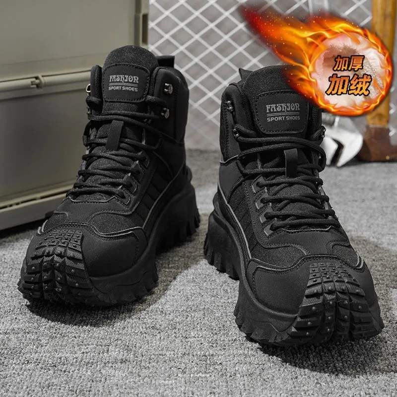 Chaussures de randonnée montantes homme – Bottes outdoor antidérapantes, chaudes et résistantes