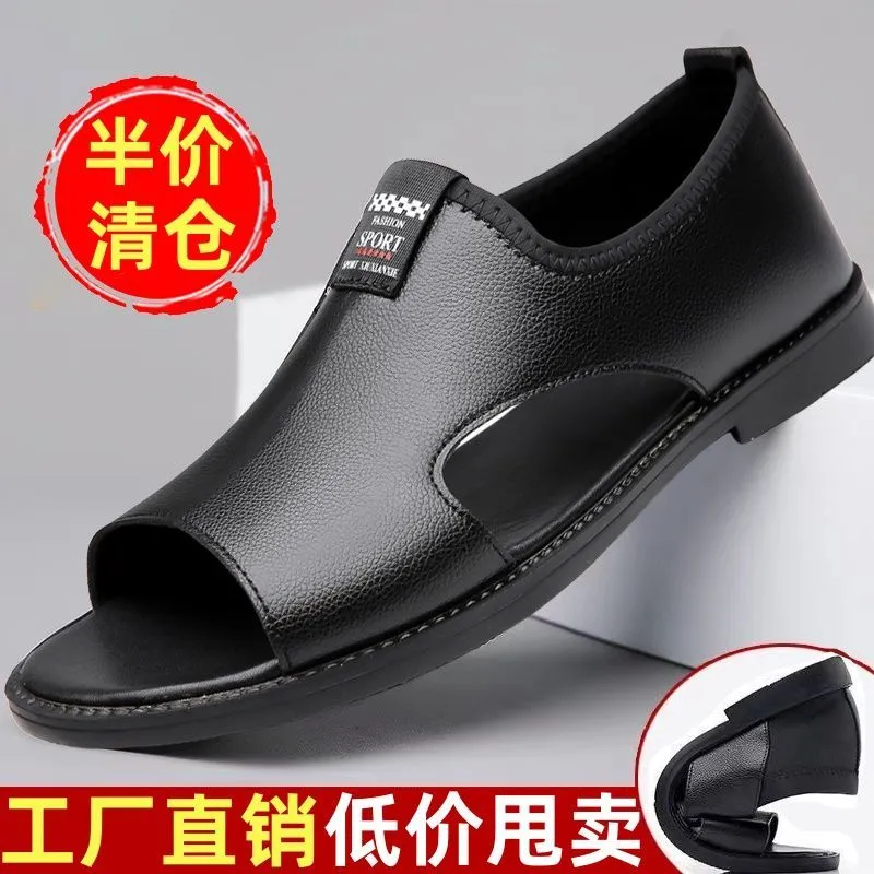 Sandales homme en cuir respirantes – Chaussures ouvertes antidérapantes et résistantes (usage quotidien)