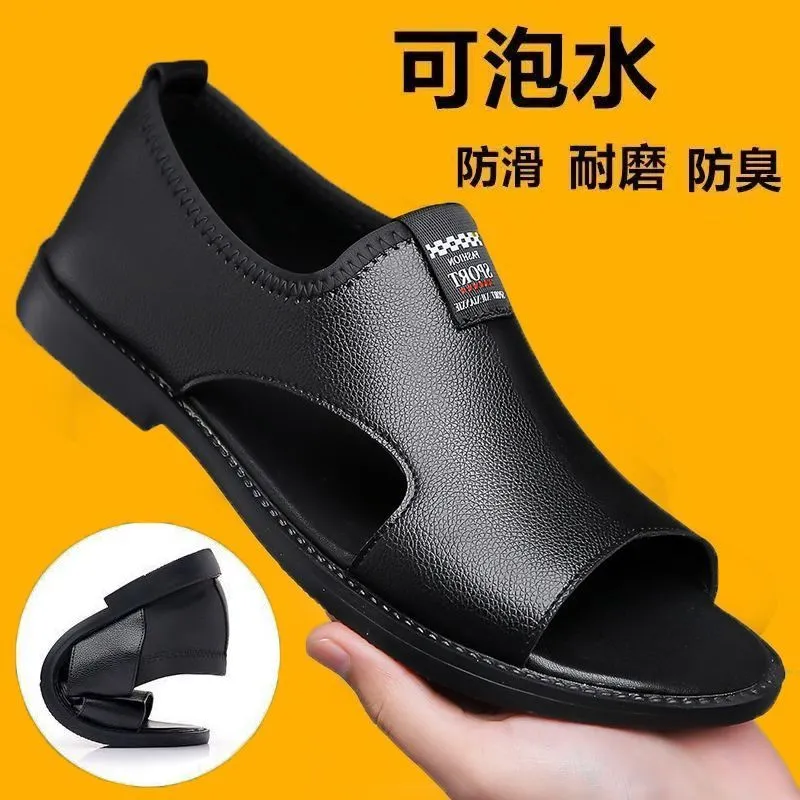 Sandales homme en cuir respirantes – Chaussures ouvertes antidérapantes et résistantes (usage quotidien)