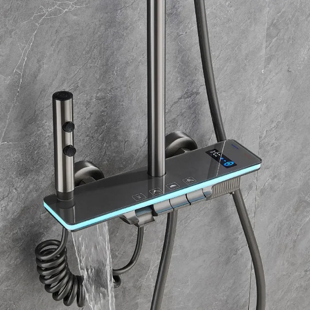 Douche intelligente à affichage LED – Ensemble de douche froide et chaude, contrôle de température numérique 38 °C, design moderne