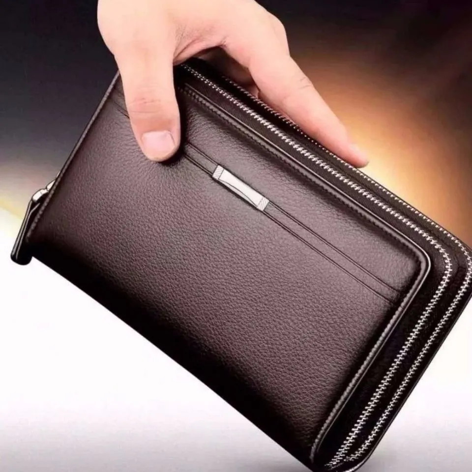 Ensemble portefeuille homme 3 pièces – Portefeuille zippé, ceinture automatique et porte-cartes, style élégant