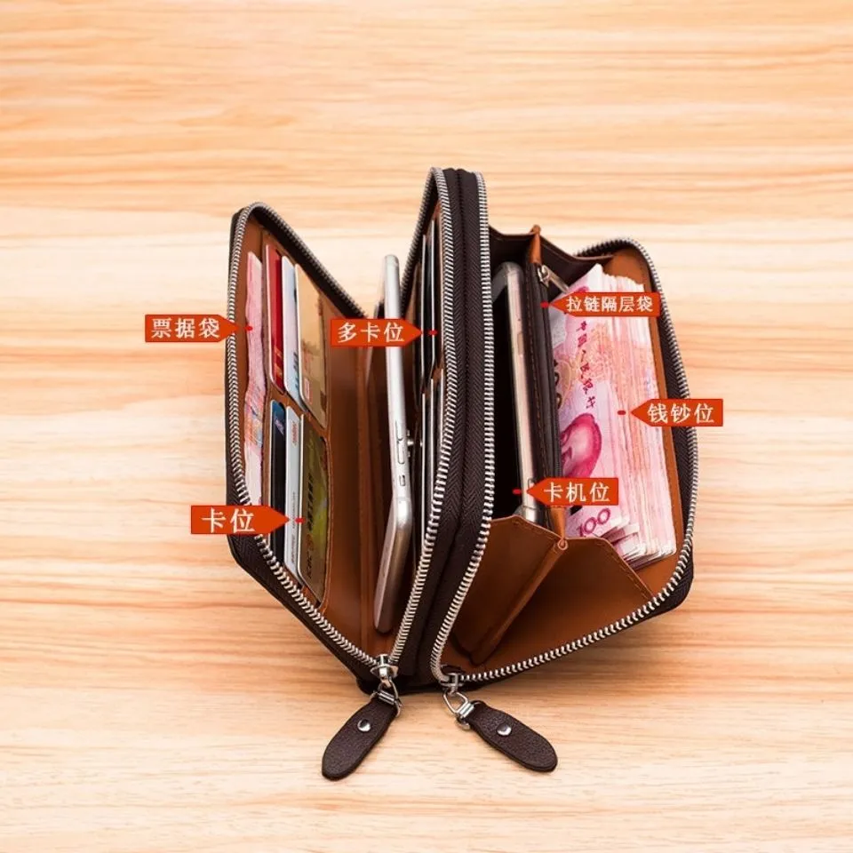 Ensemble portefeuille homme 3 pièces – Portefeuille zippé, ceinture automatique et porte-cartes, style élégant