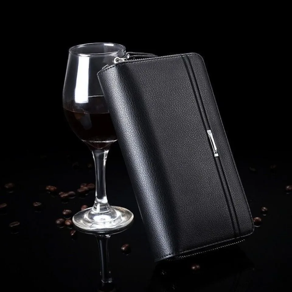 Ensemble portefeuille homme 3 pièces – Portefeuille zippé, ceinture automatique et porte-cartes, style élégant