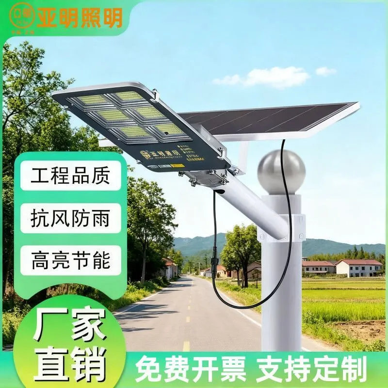 Lampadaire solaire LED 400W – Éclairage extérieur blanc – Avec télécommande