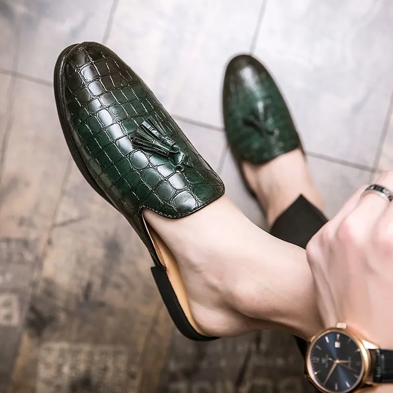 Mocassins mules homme en cuir – Style coréen – Chaussures d’été respirantes et antidérapantes