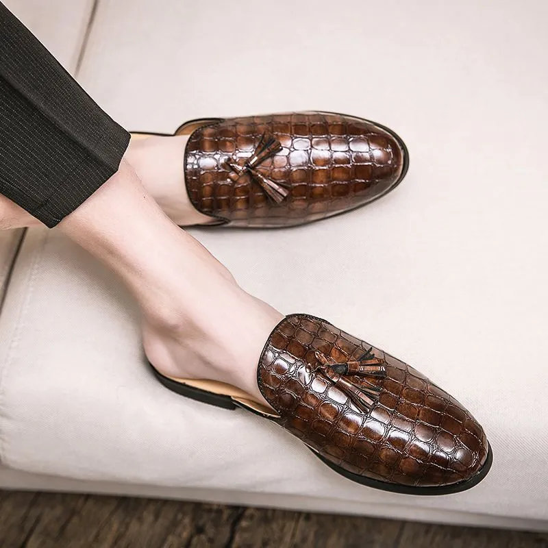 Mocassins mules homme en cuir – Style coréen – Chaussures d’été respirantes et antidérapantes