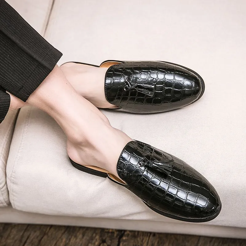 Mocassins mules homme en cuir – Style coréen – Chaussures d’été respirantes et antidérapantes