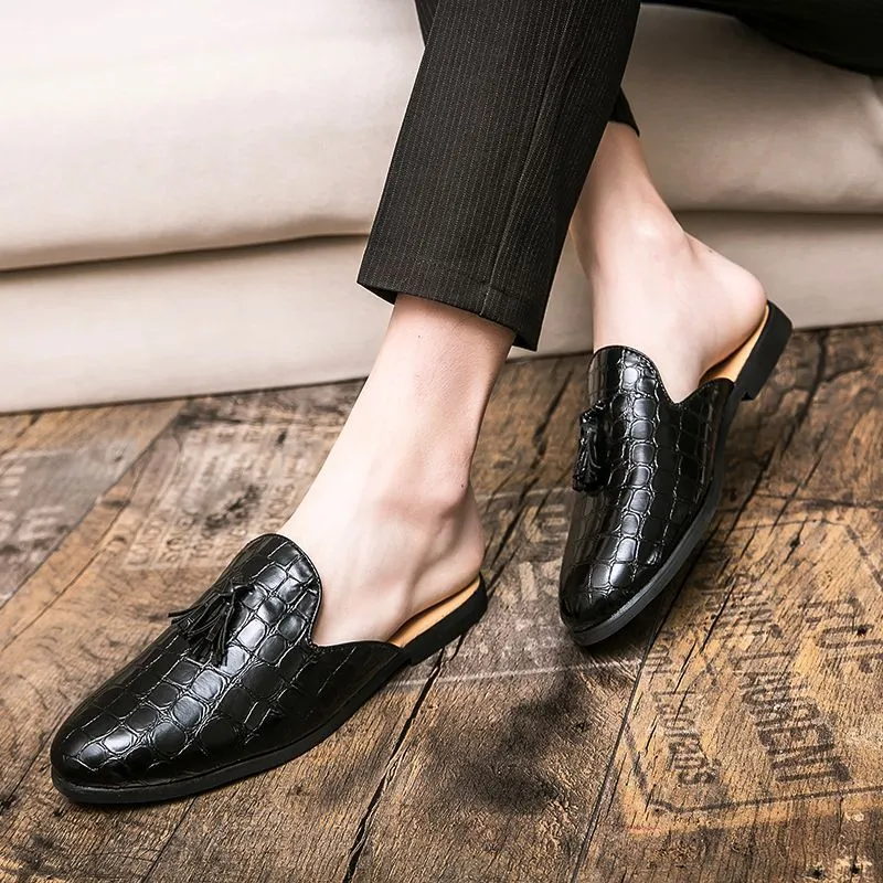 Mocassins mules homme en cuir – Style coréen – Chaussures d’été respirantes et antidérapantes
