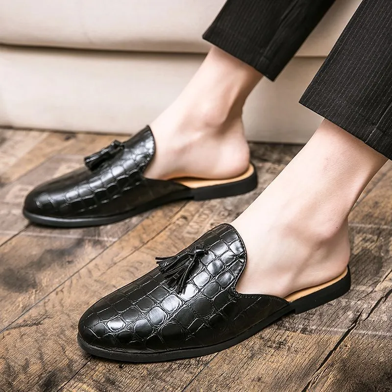 Mocassins mules homme en cuir – Style coréen – Chaussures d’été respirantes et antidérapantes